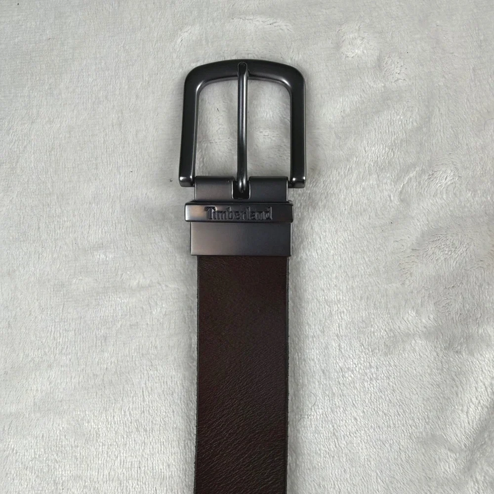 Timberland‎ Reversible Belt Mens Black Brown Leather Gunmetal Swivel Buckle